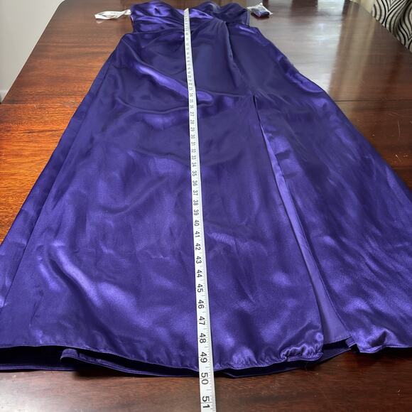 David's‎ Bridal Purple Satin Strapless Maxi Dress Sz 6 Bridesmaid Wedding Prom - Picture 6 of 11